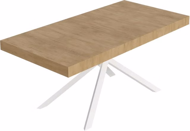 Tavolo allungabile Niket Itamoby in rovere con gambe bianche, L: 180-440 cm, P: 90 cm