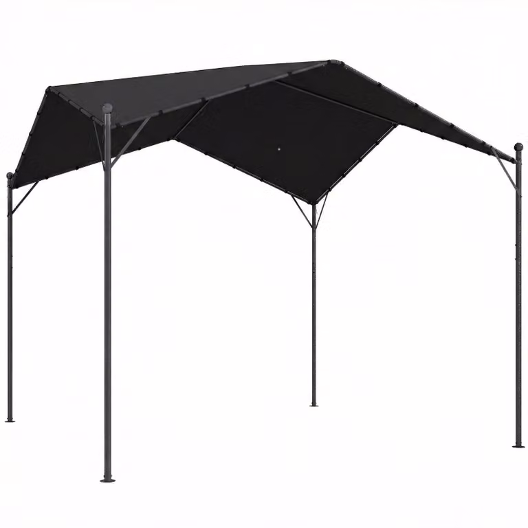 Pergola-padiglione 3x3 metri con tetto a falde | Colore: grigio scuro | Dimensioni: 300x300x280 cm