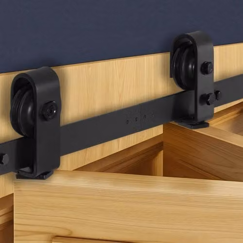 VEVOR Kit di Binari per Porte Scorrevoli Pieghevoli in Acciaio Nero Opaco, Lunghezza: 101,6 cm, per 2 Porte di Armadio, Dispensa o Lavanderia
