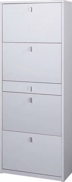 Scarpiera 4 Ante 1 Cassetto 63x164x29 cm Bianco Fiammato