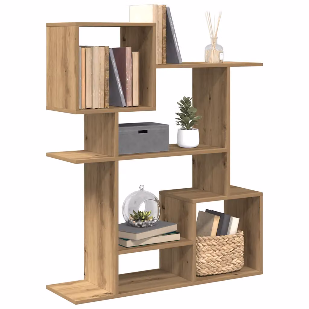 Libreria Divisorio Moderno vidaXL in MDF Marrone con Design Geometrico L: 92 cm, P: 29 cm, H: 112 cm