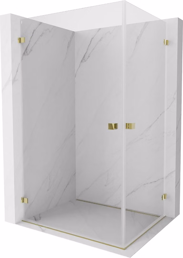 Mexen Lunar-B Duo cabina doccia a battente 100 x 75 cm, trasparente, oro - 832-100L-075P-50-00