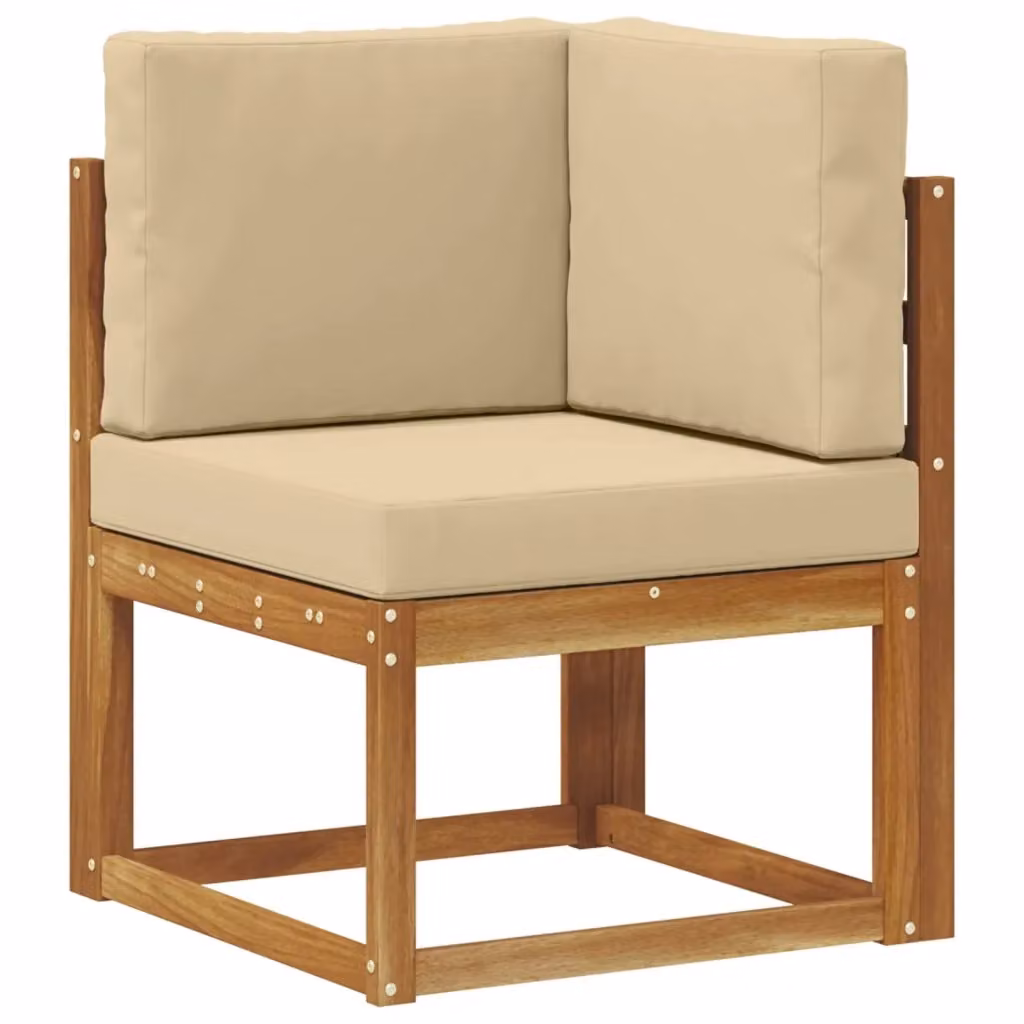 Divano Angolare da Esterno Componibile DESIGN IN in Legno di Acacia Massello con Cuscini Beige e Marrone – 2