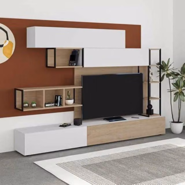 Parete attrezzata moderna Tronador Effezeta Italia, bianco e rovere, L: 260 cm