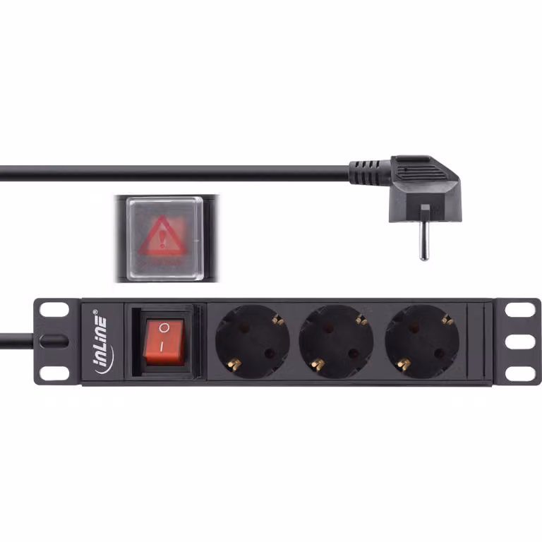 InLine - Presa multipla (montabile su rack) - AC 250 V - 3680 Watt - ingresso, potenza d'ingresso CEE 7/7 - uscita