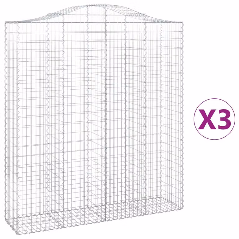 Cesti Gabbioni ad Arco 3 pz 200x50x220/240 cm Ferro Zincato