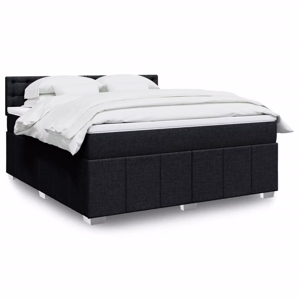vidaXL Giroletto a Molle Ibrido con Materasso Nero e Bianco in Tessuto L/P/H: 180 x 200 x 100,5 cm – 1