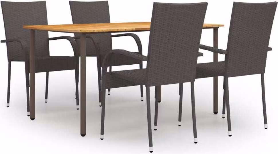 Maison Exclusive - Set Mobili da Pranzo Giardino 5 pz in Polyrattan Marrone