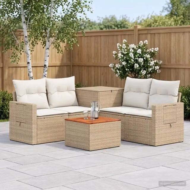 Set di divani 6 pz Beige e Bianco Crema 3447470