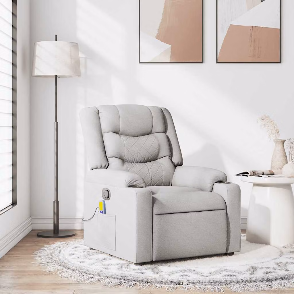 vidaXL Poltrona Reclinabile Relax in Tessuto Grigio con Braccioli e Regolazione Manuale