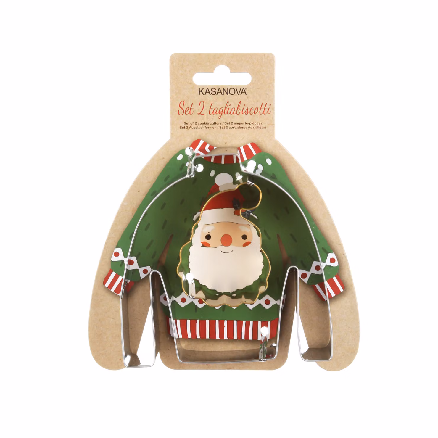 Set di 2 formine tagliabiscotti Kasanova con motivi Babbo Natale e maglione in acciaio inossidabile multicolore – 2