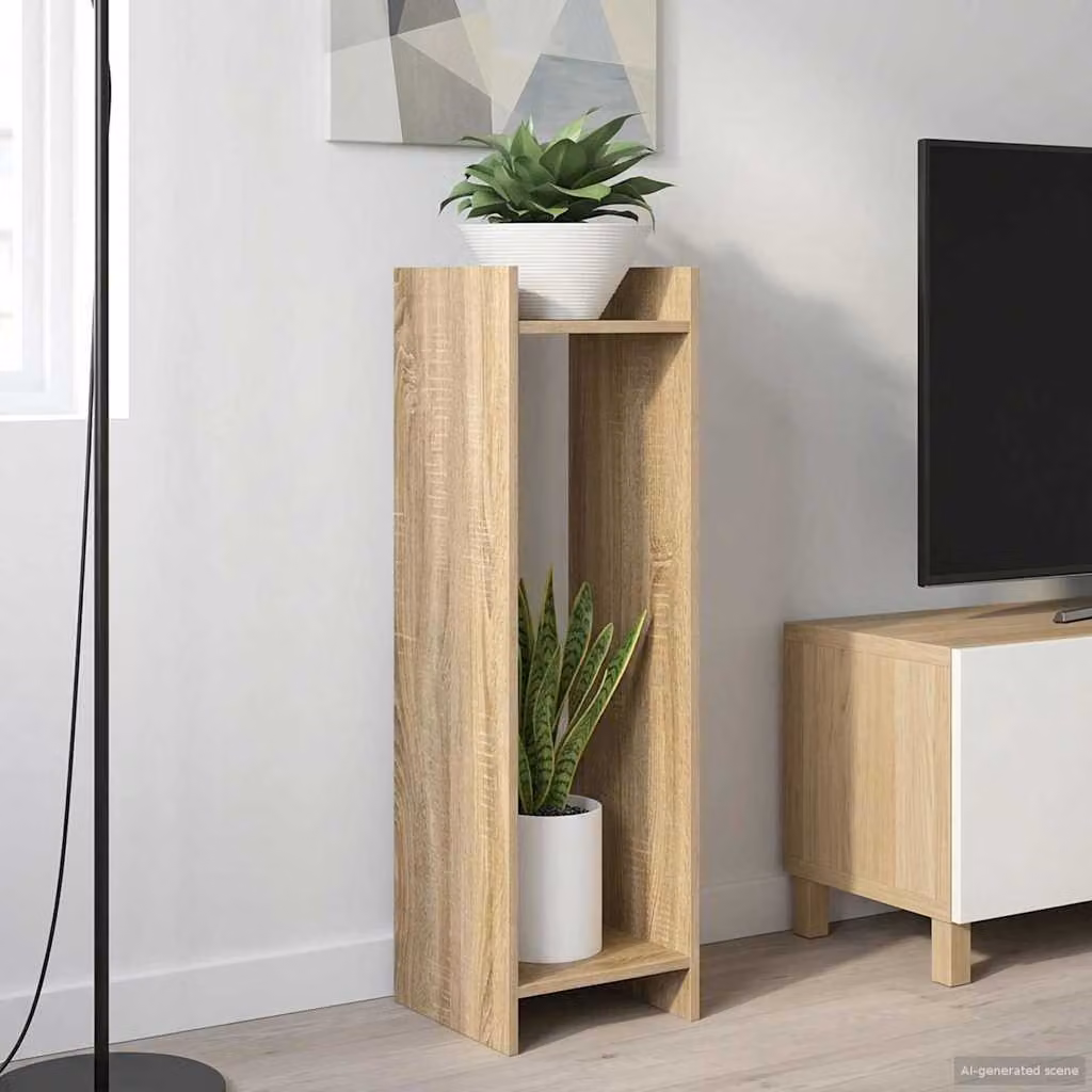 Set di 2 supporti per piante vidaXL in legno color rovere, L/P/H: 30 x 30 x 100 cm