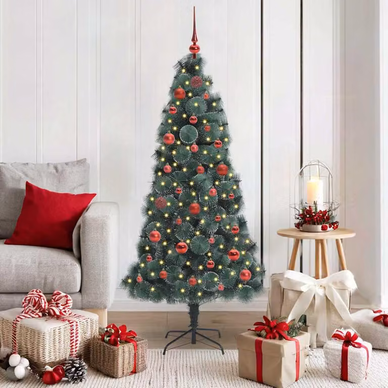 Maison Exclusive - Albero di Natale artificiale illuminato con set di palline verdi