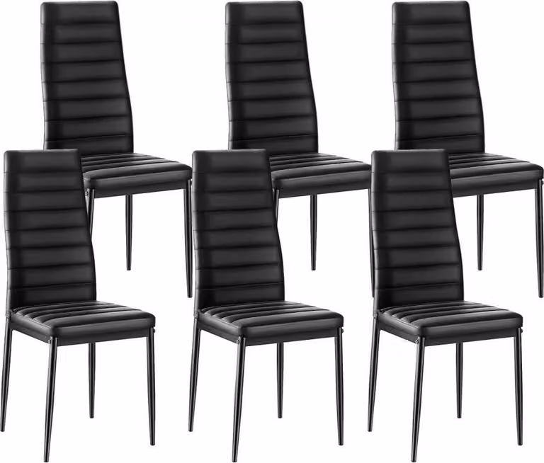 Set di 6 sedie da pranzo moderne - Elegante sedia imbottita in pelle con portata di 136 kg - Per tavoli da pranzo - Sedia salvaspazio per tavolo da cucina con cuscini spessi e gambe in metallo - Sedia da caffetteria bianca