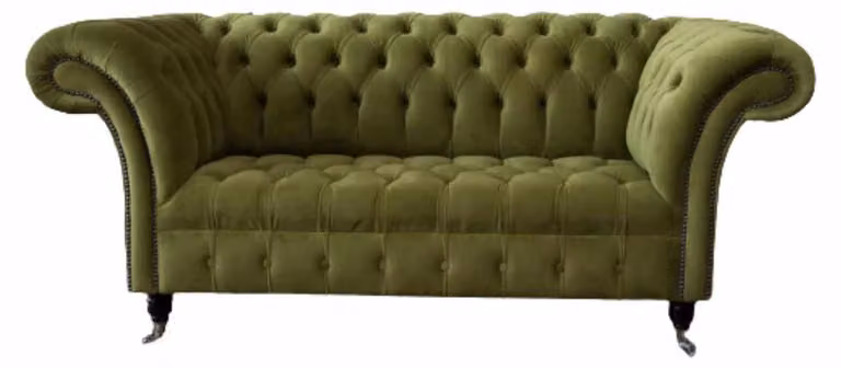 Sofa 2 Sitzer Couch Polster Sofa Stoff Chesterfield Couchen Grün