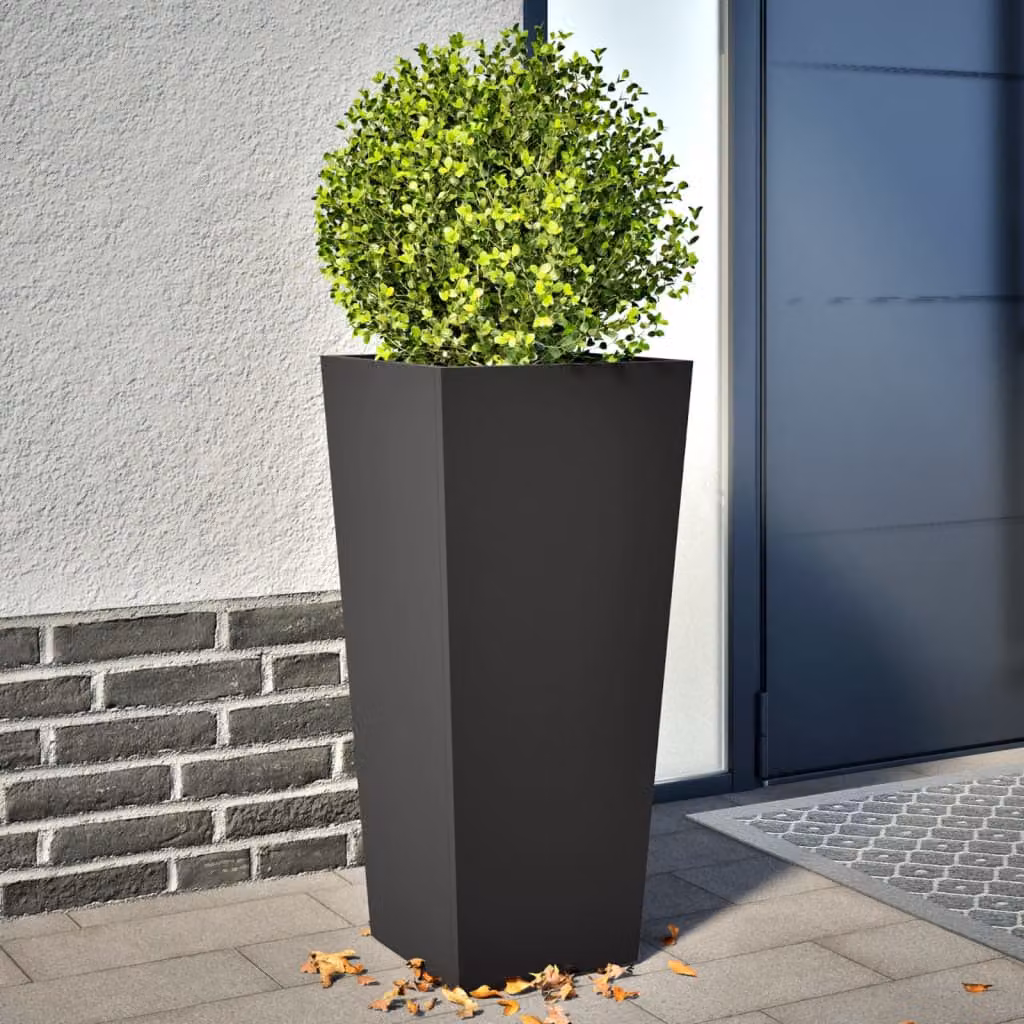 Set di 2 fioriere da giardino vidaXL in acciaio nero, H 75 cm x L 35 cm x P 35 cm