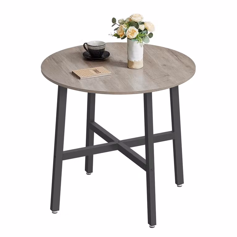 Tavolino da Cucina Rotondo, Greige Melange + Nero Inchiostro