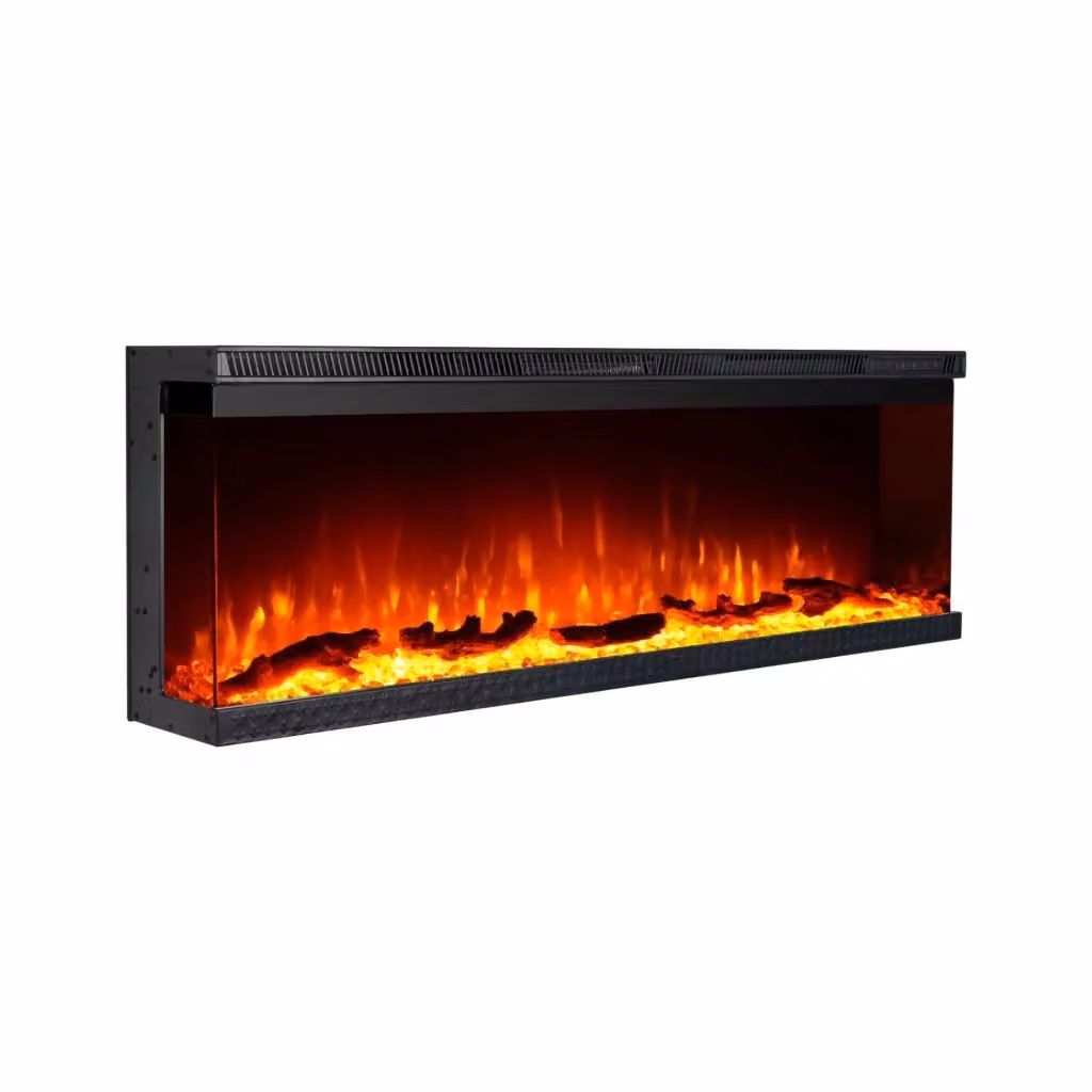 Camino Elettrico Usini Nero con Superficie Riscaldabile fino a 30 m2, L 101 cm x P 20 cm x H 44 cm – 2