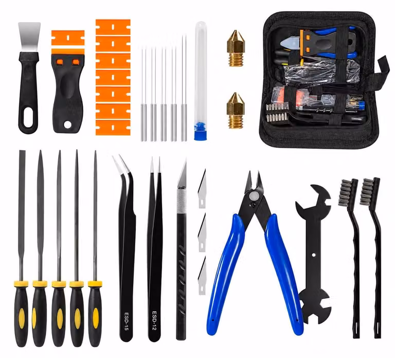 Kit di strumenti per stampanti 3D, composto da 43 pezzi, per la rifinitura dei modelli