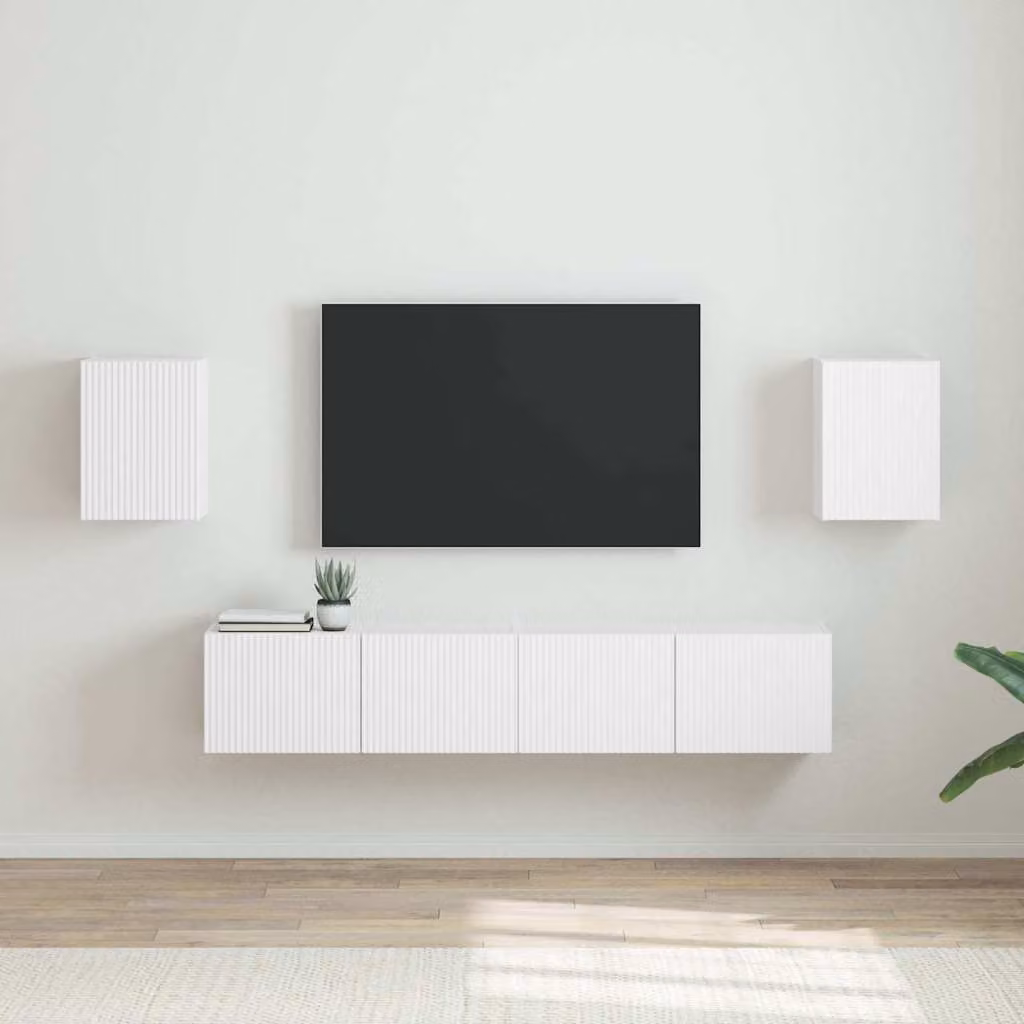 Set di 2 mobili TV da parete vidaXL in legno MDF bianco opaco con design moderno