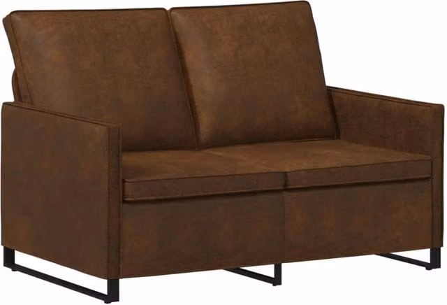 Divano a 2 posti vidaXL Marrone con struttura in metallo e poggiatesta regolabile L: 130 cm, P: 81 cm, H: 82 cm – 1