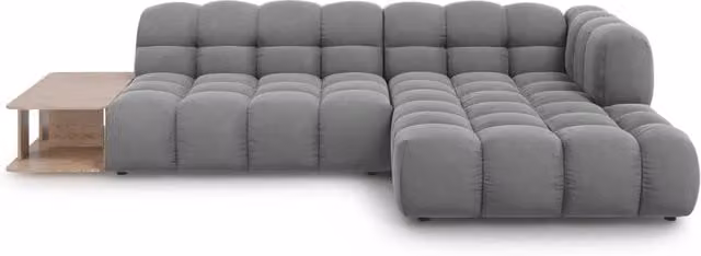 Divano angolare modulare Sky di Cosmopolitan Design, modello a 4 posti con orientamento destro, rivestito in velluto grigio, L/P/H: 297 x 132 x 75 cm – 1