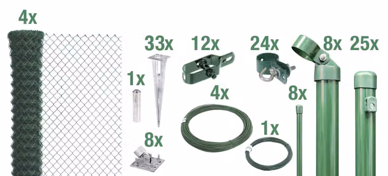 Alberts 633158 Recinzione in rete metallica come set completo, con manicotto a terra carrabile, verde, altezza 80 cm, lunghezza 60 m