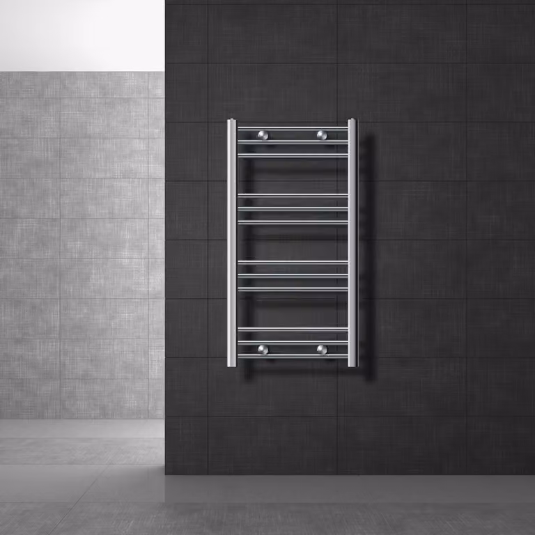 LuxeBath radiatore bagno Sahara 500x800 mm, cromo, diritto con attacco laterale, radiatore di design scaldasalviette asciugacapelli, senza elemento riscaldante
