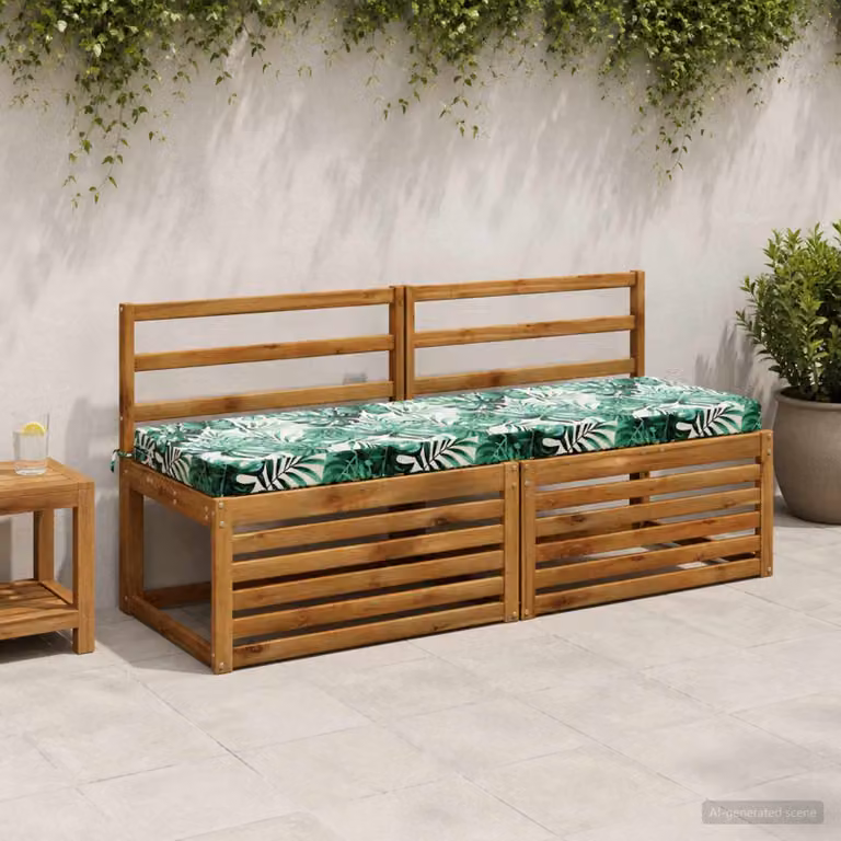 vidaXL Cuscino per panchina SOEST rettangolare verde con motivo a foglie in poliestere e imbottitura in schiuma, resistente ai raggi UV e con rivestimento rimovibile