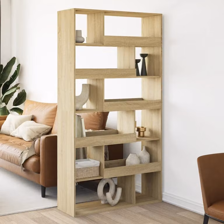 Libreria vidaXL Rovere Sonoma in MDF, Colore Marrone e Beige, L 100 cm x P 33 cm x H 187,5 cm