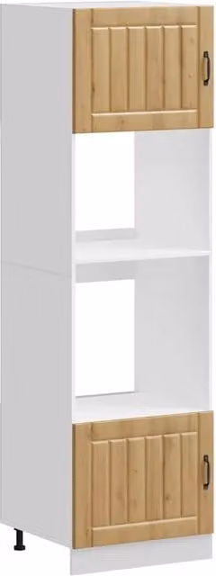 Set di 2 armadietti per forno classici con piedini regolabili 60 x 57 x 207 cm in legno ingegnerizzato rovere artigianale 02_0055715
