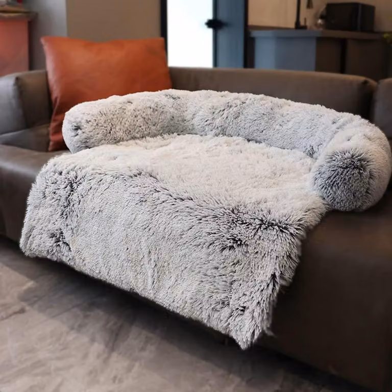 Cuccia imbottita per cani, grande (XL), color grigio chiaro, dimensioni 105x95x15 cm