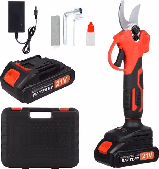 Snoeischaar elettrica - Senza manubrio - 30mm - Senza fili - 300W - Con 2 pezzi di batteria 21V - Attrezzo da giardino -