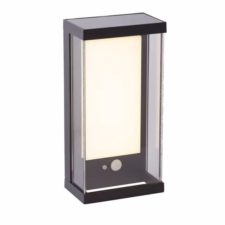 Applique Solare Alluminio Nero Policarbonato Bianco Led 2W 3000K Verticale