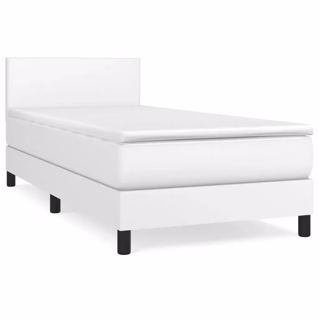 Letto a Molle Ibrido con Materasso vidaXL in Similpelle Bianco L/P/H: 100 x 200 x 203 cm – 2