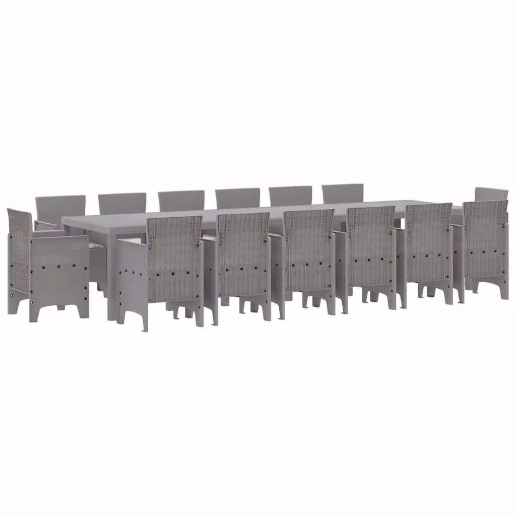 Set da pranzo per giardino e terrazzo vidaXL in polyrattan grigio, 15 pezzi – 2