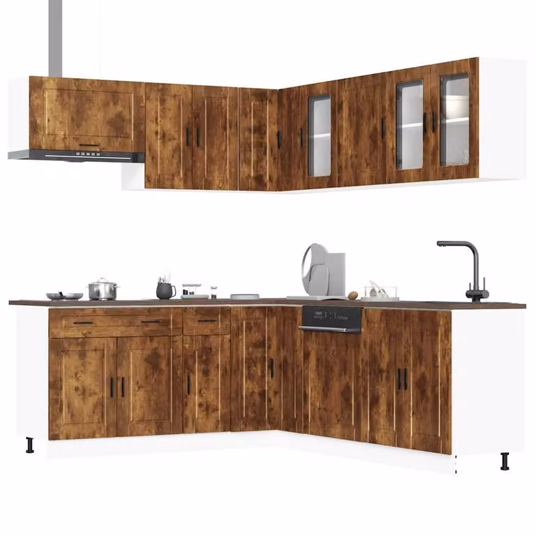 Set di mobili da cucina moderno vidaXL composto da 11 pezzi in colore marrone con finitura opaca