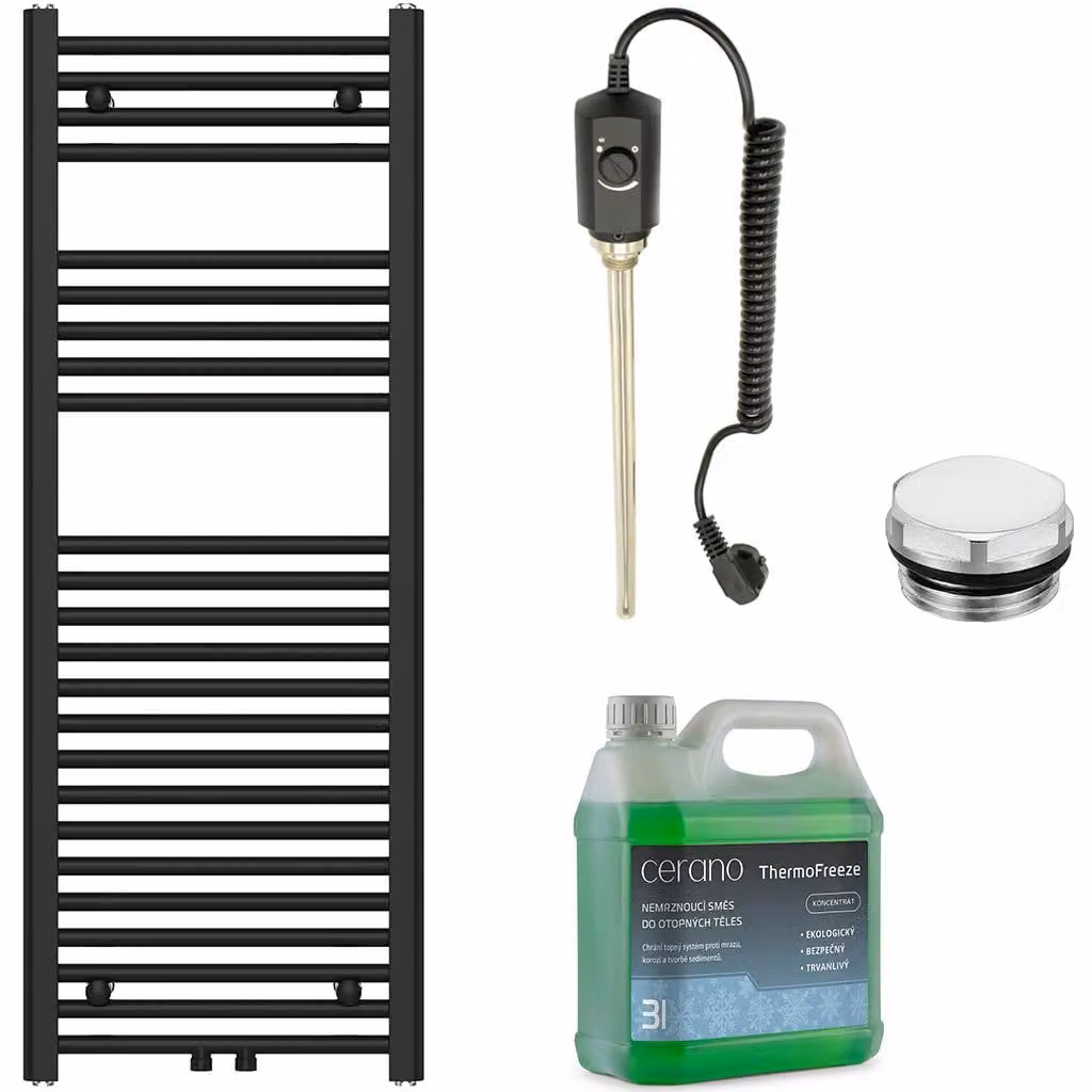 Set di radiatori elettrici da bagno Benito - 300W - nero opaco - 1200x450 mm