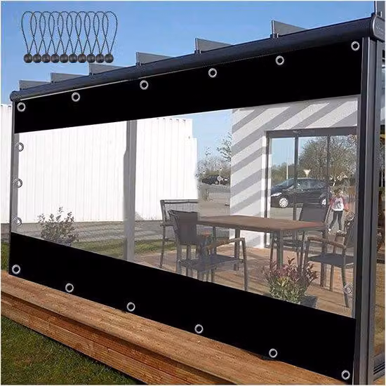 Tenda impermeabile per esterni – Pannello laterale trasparente per pergole, terrazze o verande
