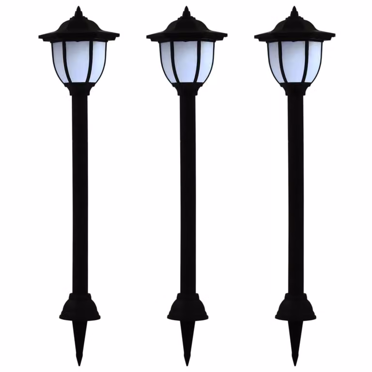 The Living Store Luci solari da esterno 3 pezzi LED Nero