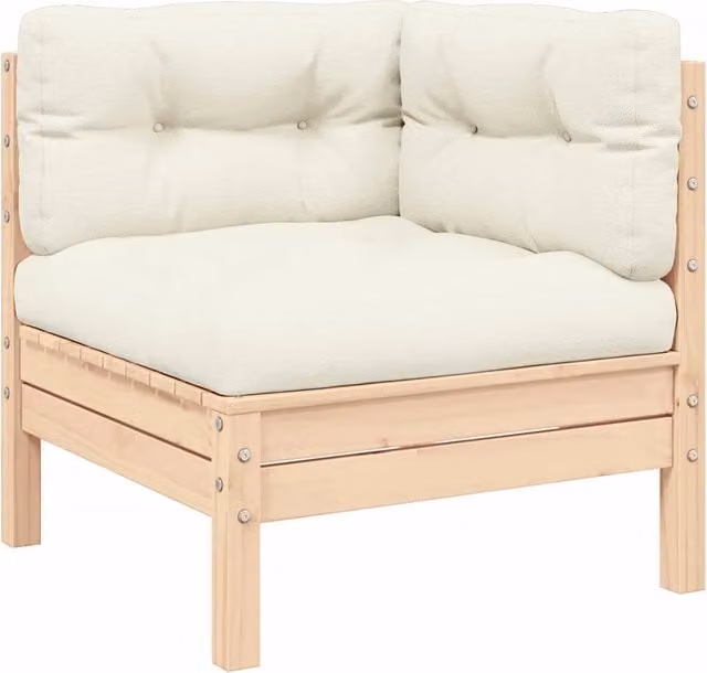 Salotto da Giardino-Set Divani da Giardino3 pz con Cuscini Crema Massello di Pino 414795