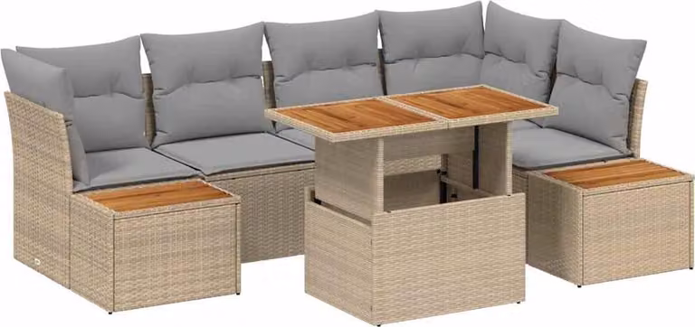 Set Divano da Giardino 10 pcs Beige Poly Rattan