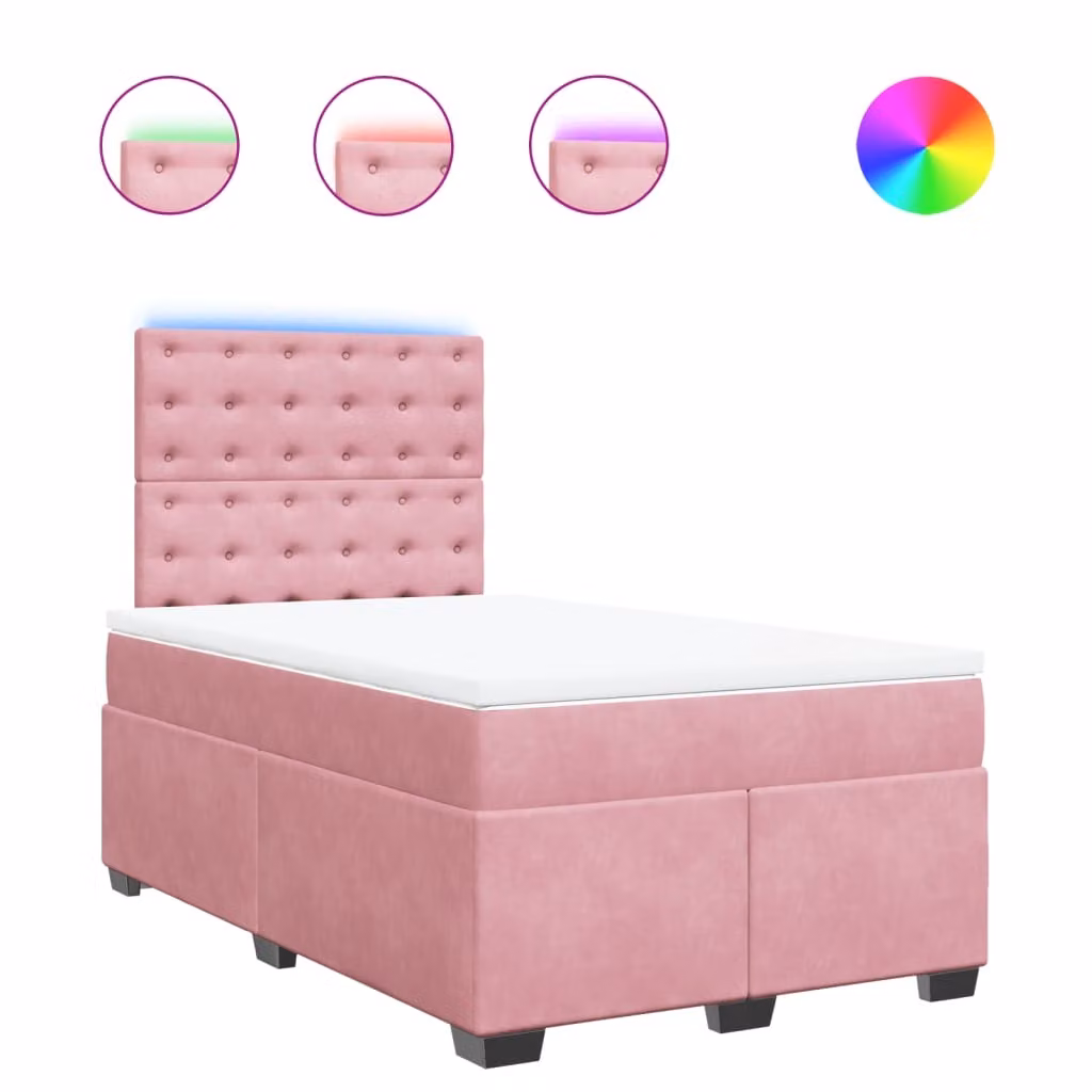 Giroletto a Molle con Materasso Rosa 120x200 cm in Velluto