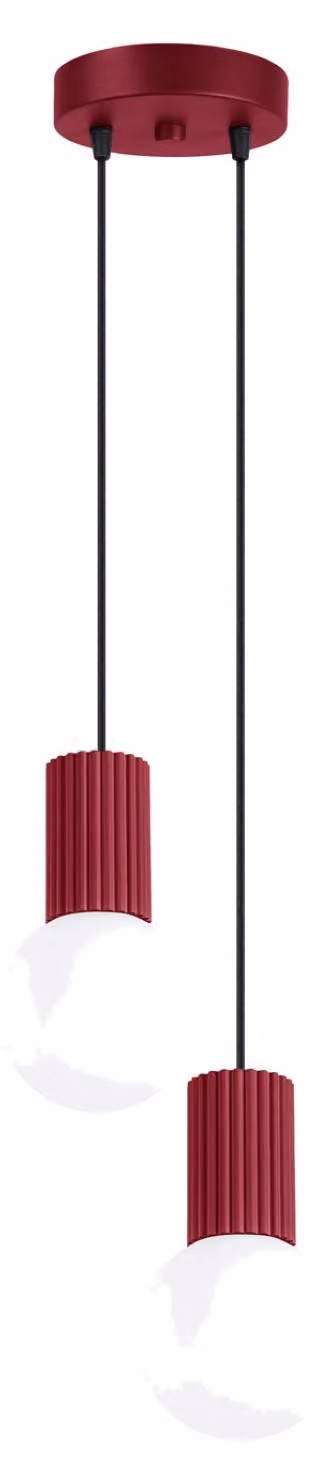 Lampada a sospensione HALO 2P bordeaux 2xG9 8W alluminio/vetro 120x15x15cm Sollux Lighting