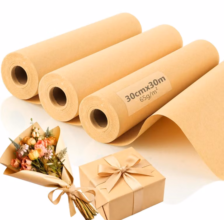 Set di 3 rotoli di carta kraft, dimensioni 30 cm x 30 m, ideali per imballaggio e lavori manuali