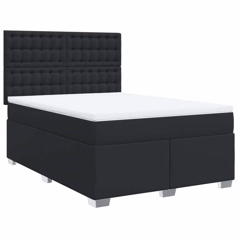 Giroletto a Molle con Materasso Nero 160x200 cm in Pelle finta