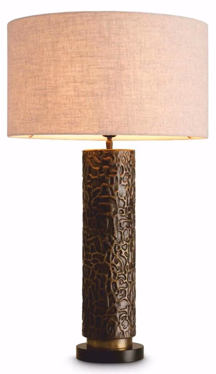 Lampada da tavolo Casa Padrino in bronzo / ottone / nero / crema, altezza 76 cm