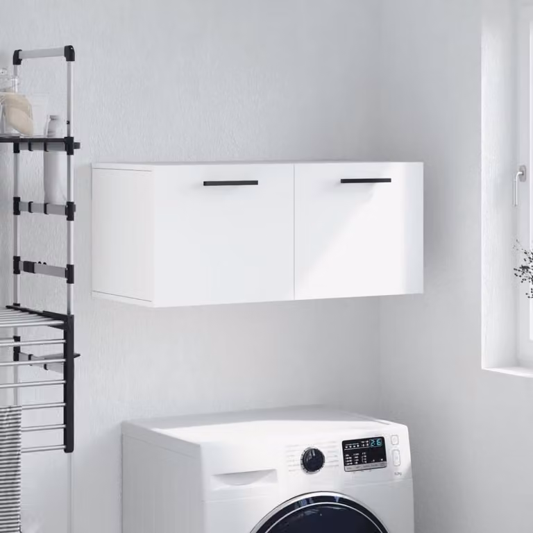 Mobile a parete moderno vidaXL in legno bianco con ante a battente L 80 x P 36,5 x H 35 cm
