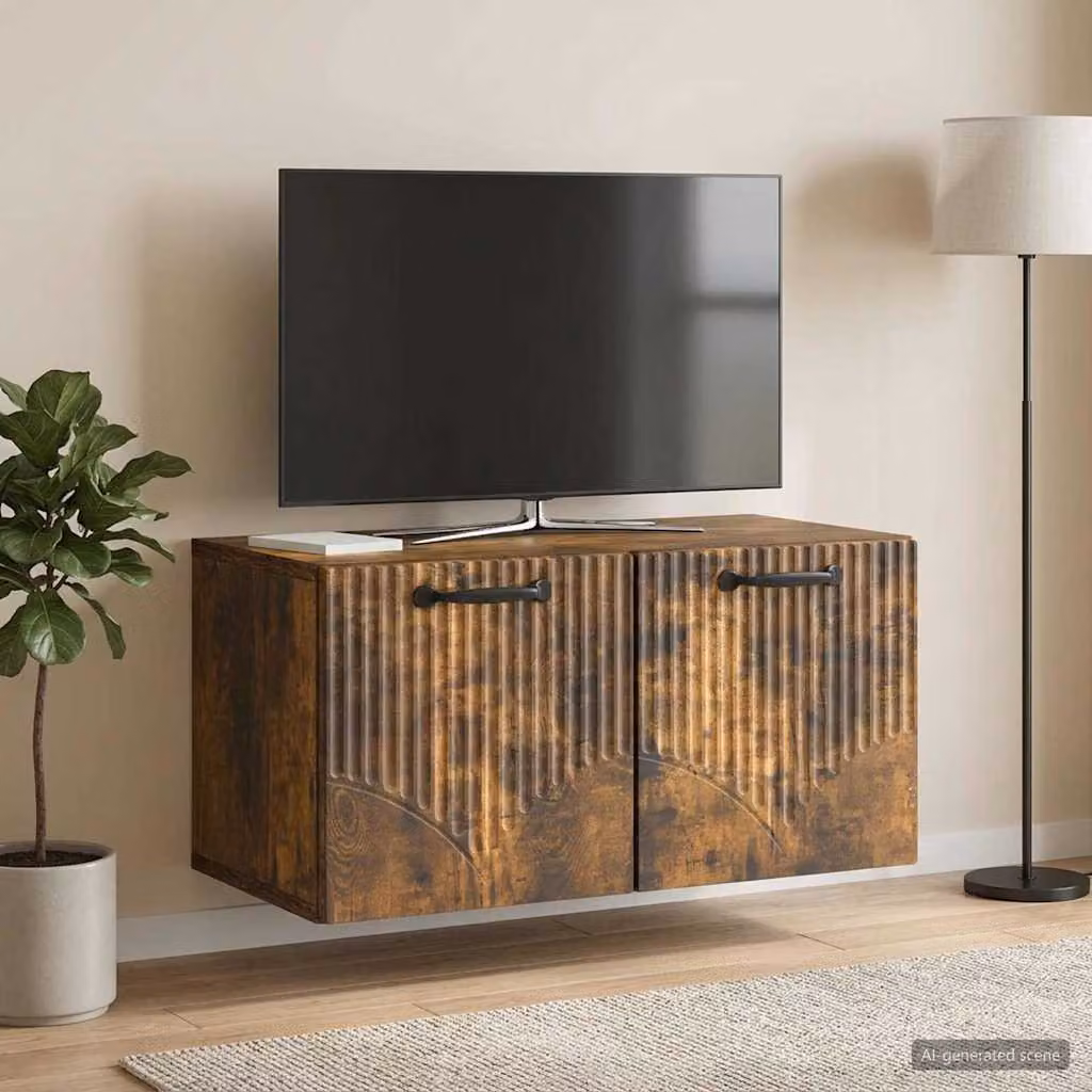vidaXL Mobile Porta TV da Muro in Rovere Fumo, Design Moderno, L 59,5 x P 31 x H 30 cm