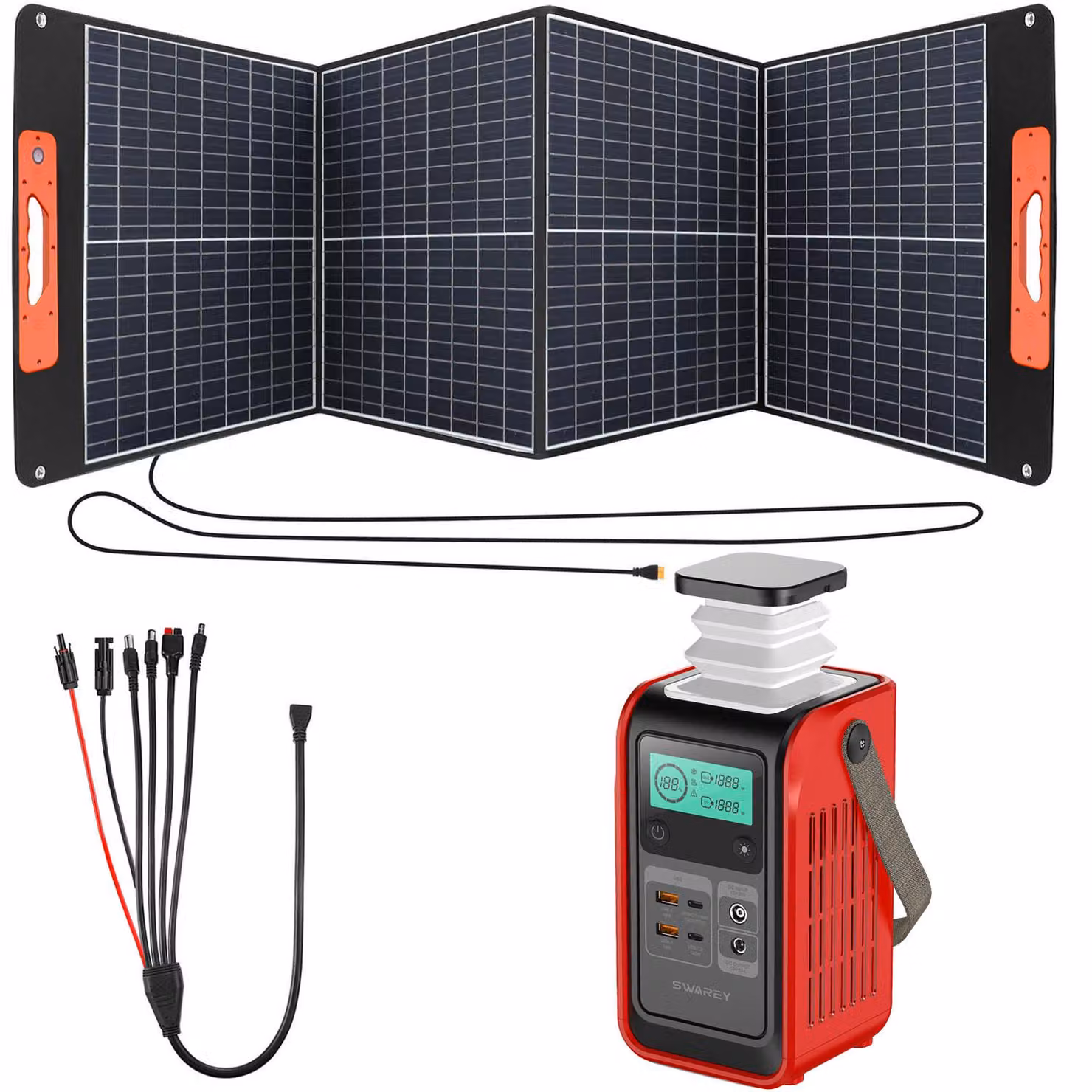 SWAREY S200 DC Powerstation con pannello solare da 100W, batteria LiFePO4 da 192Wh Powerbank 140W (picchi di 180W) carica veloce USB-C generatore solare stoccaggio solare